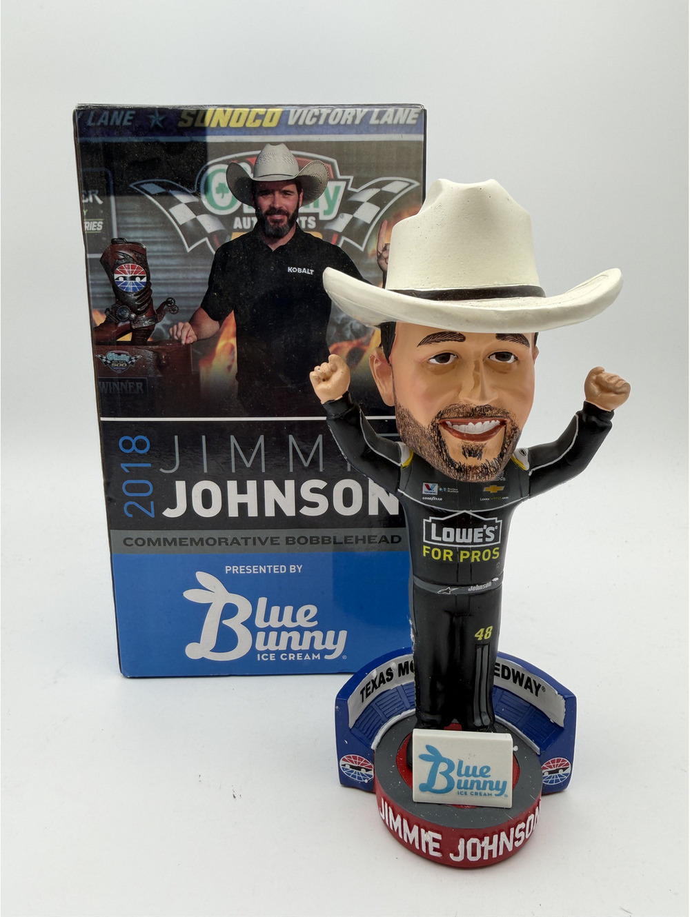 2018 Jimmie Johnson Commemorative Bobblehead w/ Cowboy Hat Texas Motor Speedway